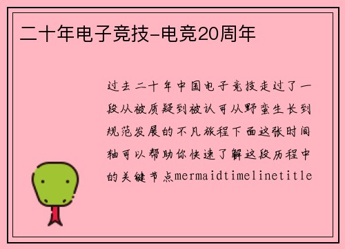 二十年电子竞技-电竞20周年